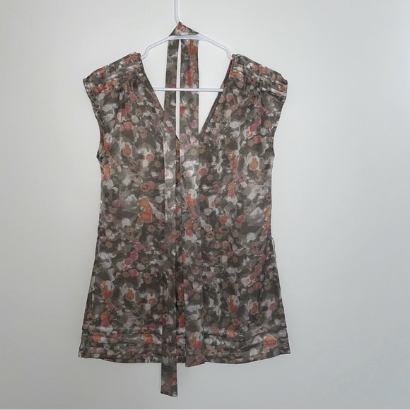 Banana Republic Silk Watercolor Floral Tie Waist Tunic - Picture 4 of 11